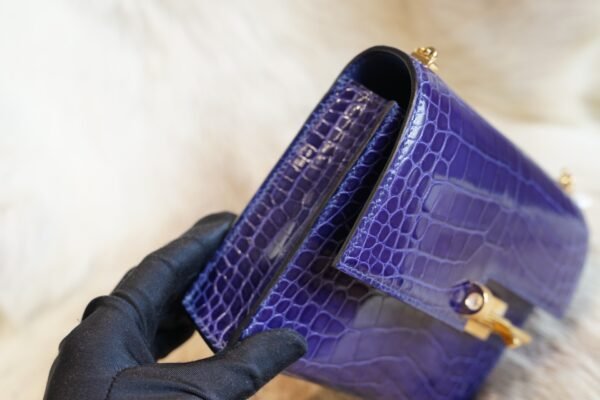 DDMode Factory Shiny Crocodile Verrou Mini 17CM M3 Blue Encre Gold Hardware