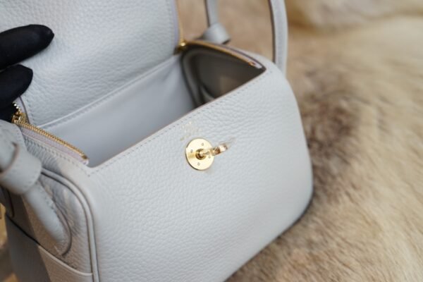 DDMode Hermes Mini Lindy 19CM CK80 Gris Pearl Clemence Gold Hardware