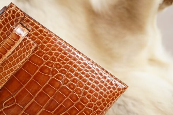 DDMode Wechat Hermes 33 Miel Shiny Crocodile Kelly Sellier 28CM Gold Hardware