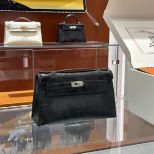 DDMode Factory Kelly pochette Lizard Black Silver Hardware 22cm Full Handmade