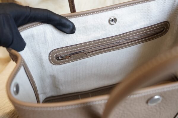 DDMode Hermes CK18 Etoupe Garden Party 30CM Negonda Leather Silver Hardware