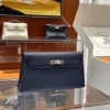 Kelly Elan Madame Deep Blue Silver Hardware 27.5cm Full Handmade Phw