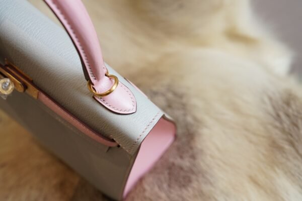 DDMode Hermes T0 Blue Brume / 3Q Rose Sakura Chevre Kelly 25CM Brush Gold