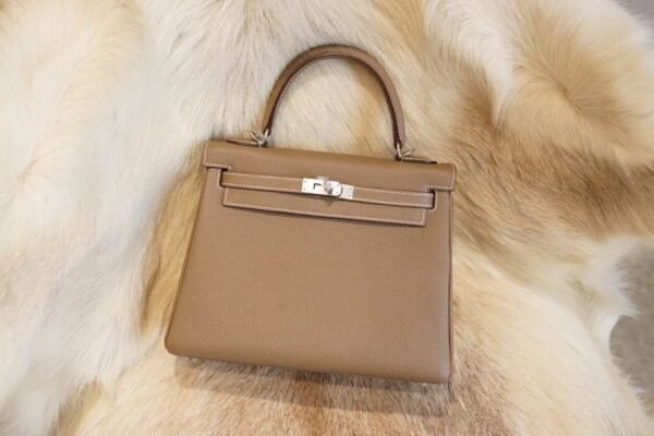 DDMode Factory Hermes CK18 Etoupe Togo Leather Kelly 25CM Silver Hardware