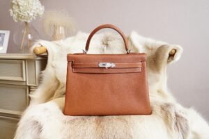 DDMode Whatsapp Hermes 34 Fauve Kelly Retourne 32CM Barenia Leather Silver Hardware