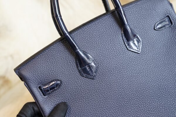 DDMode Wechat Hermes Togo / Shiny Crocodile Touch Birkin 25CM 2Z Blue Nuit