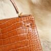 DDMode Wechat Hermes 33 Miel Shiny Crocodile Kelly Sellier 28CM Gold Hardware