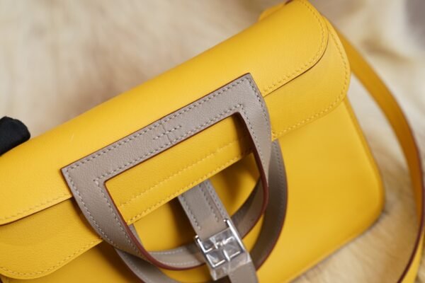 DDMode Factory Hermes Halzan 25CM 9D Jaune Amber Swift Leather Silver Hardware