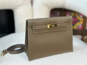 DDMode Hermès Kelly Danse Evercolor Etoupe Grey Gold Hardware 24cm Full Handmade Ghw