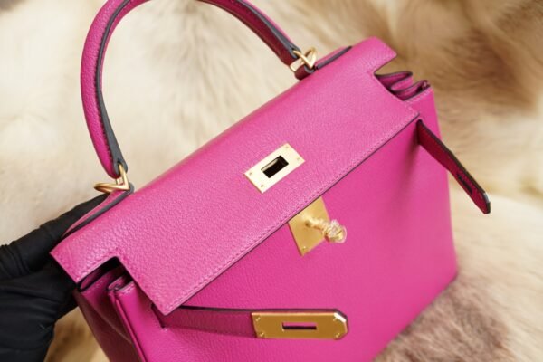 DDMode Factory Hermes Kelly 28CM L3 Rose Purple Chevre Leather Gold Hardware