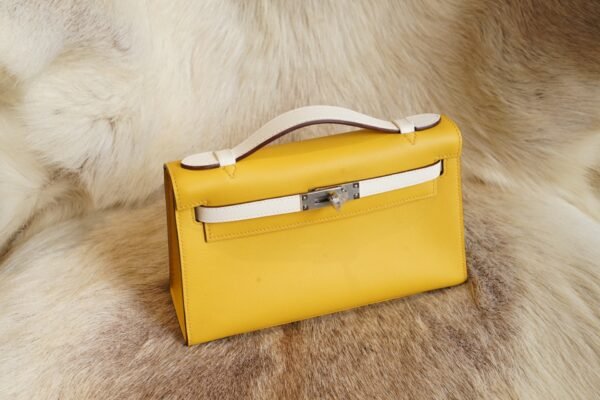DDMode Wechat 9D Jaune Amber & CK10 Craie Kelly Pochette 22CM Swift Leather