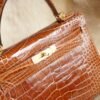 DDMode Wechat Hermes 33 Miel Shiny Crocodile Kelly Sellier 28CM Gold Hardware
