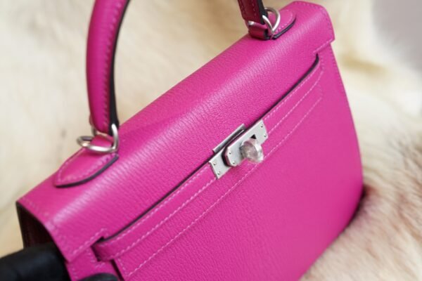 DDMode Wechat Hermes Kelly Sellier 25CM L3 Rose Purple Chevre Leather Silver Hardware