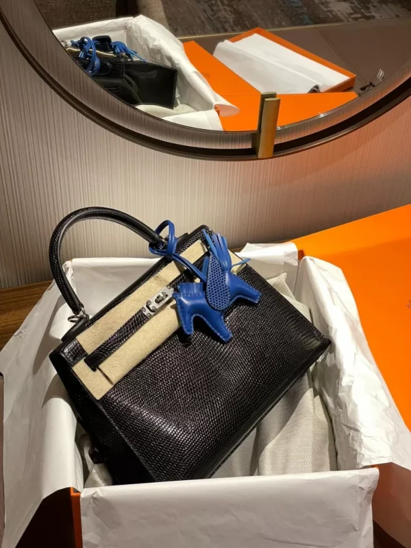 DDMode Factory Kelly Lizard Black Silver Hardware 25cm Full Handmade