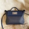 DDMode Hermes 2Z Blue Nuit Mini Kelly 2424 Evercolor Leather Silver Hardware