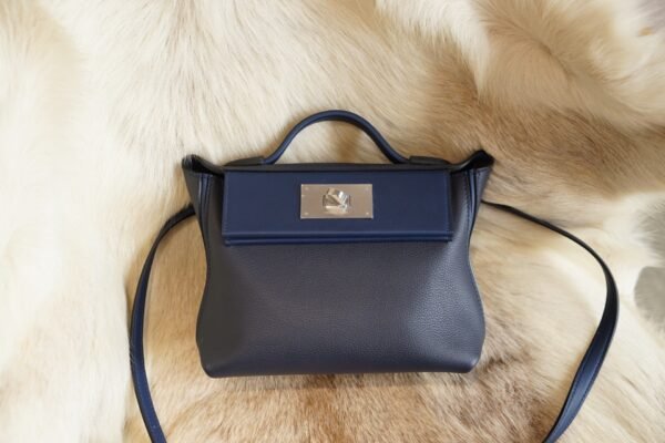 DDMode Hermes 2Z Blue Nuit Mini Kelly 2424 Evercolor Leather Silver Hardware