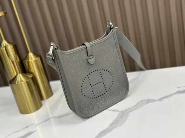 DDMode Hermès Mini Evelyne Togo Royal grey Silver Hardware 16cm Full Handmade Phw