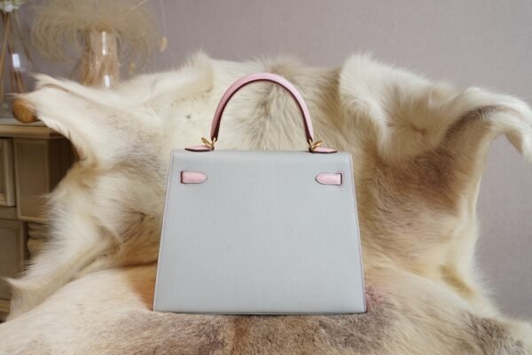 DDMode Hermes T0 Blue Brume / 3Q Rose Sakura Chevre Kelly 25CM Brush Gold