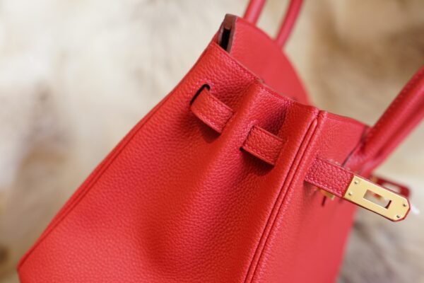 Full Handmade Hermes Q5 Rouge Casaque Birkin 25CM Togo Leather Gold Hardware