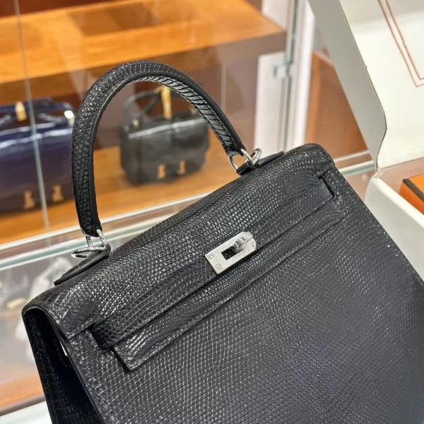 DDMode Factory Kelly Lizard Black Silver Hardware 25cm Full Handmade