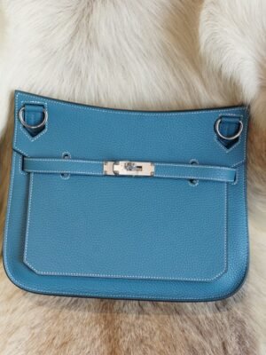 DDMode Factory Hermes Jypsiere 29CM 75 Blue Jean Clemence Silver Hardware
