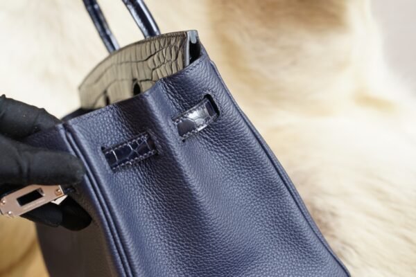 DDMode Wechat Hermes Togo / Shiny Crocodile Touch Birkin 25CM 2Z Blue Nuit