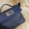 DDMode Hermes 2Z Blue Nuit Mini Kelly 2424 Evercolor Leather Silver Hardware