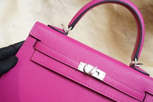 DDMode Wechat Hermes Kelly Sellier 25CM L3 Rose Purple Chevre Leather Silver Hardware