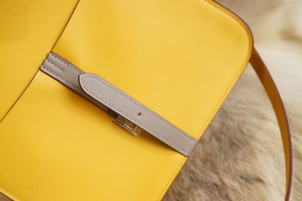 DDMode Factory Hermes Halzan 25CM 9D Jaune Amber Swift Leather Silver Hardware