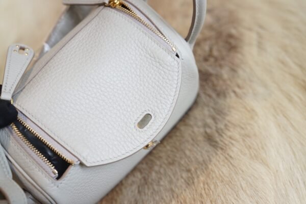 DDMode Hermes Mini Lindy 19CM CK80 Gris Pearl Clemence Gold Hardware