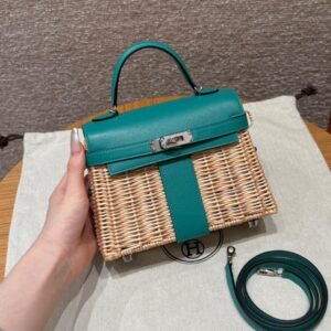 Kelly Picnic U1 Vert verone 20*18*12cm Swift Silver Hardware