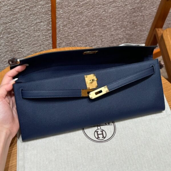 Hermes Kelly Cut 73 Blue Saphir Epsom Leather Gold Hardware