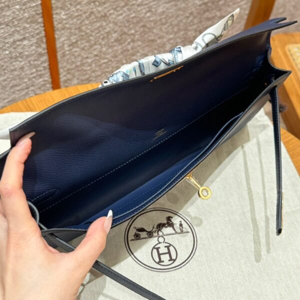 Hermes Kelly Cut 73 Blue Saphir Epsom Leather Gold Hardware