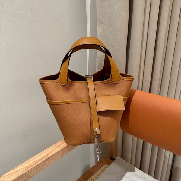 Hermes Picotin 18CM Cargo 2S Sesame Canvas/Clememce Leather Silver Hardware