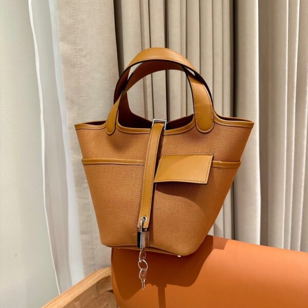 Hermes Picotin 18CM Cargo 2S Sesame Canvas/Clememce Leather Silver Hardware