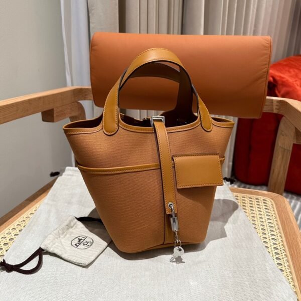 Hermes Picotin 18CM Cargo 2S Sesame Canvas/Clememce Leather Silver Hardware