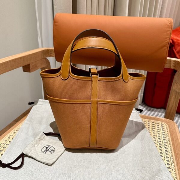 Hermes Picotin 18CM Cargo 2S Sesame Canvas/Clememce Leather Silver Hardware