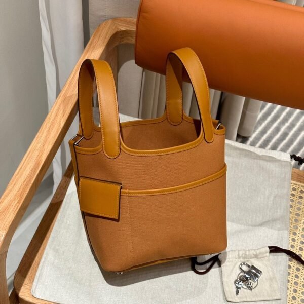 Hermes Picotin 18CM Cargo 2S Sesame Canvas/Clememce Leather Silver Hardware