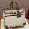 Hermes Birkin 25CM Canvas CK18 Etoupe Swift Leather Silver Hardware