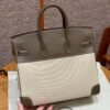 Hermes Birkin 25CM Canvas CK18 Etoupe Swift Leather Silver Hardware
