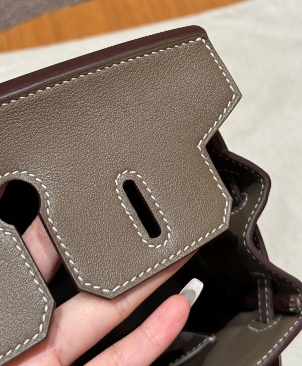 Hermes Birkin 25CM Canvas CK18 Etoupe Swift Leather Silver Hardware