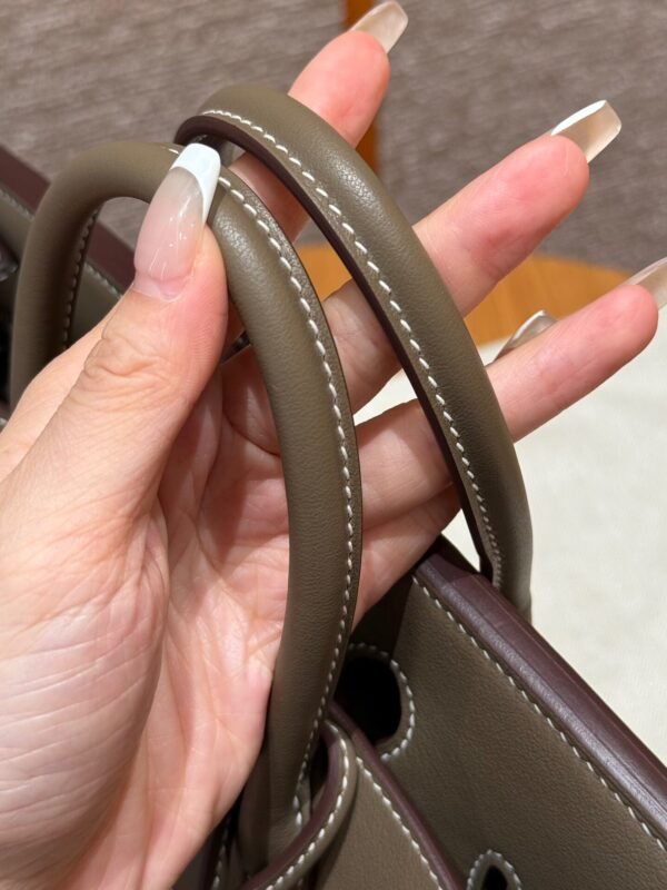 Hermes Birkin 25CM Canvas CK18 Etoupe Swift Leather Silver Hardware