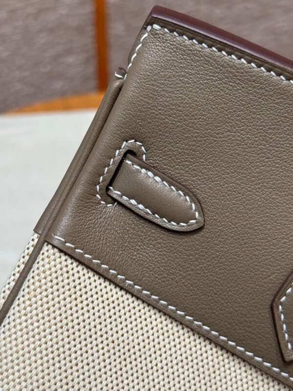 Hermes Birkin 25CM Canvas CK18 Etoupe Swift Leather Silver Hardware