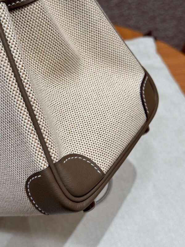 Hermes Birkin 25CM Canvas CK18 Etoupe Swift Leather Silver Hardware