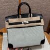 UAE Hermes Birkin 25CM Canvas Bag CK89 Noir Swift Leather Silver Hardware