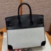 UAE Hermes Birkin 25CM Canvas Bag CK89 Noir Swift Leather Silver Hardware