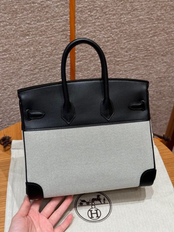 UAE Hermes Birkin 25CM Canvas Bag CK89 Noir Swift Leather Silver Hardware