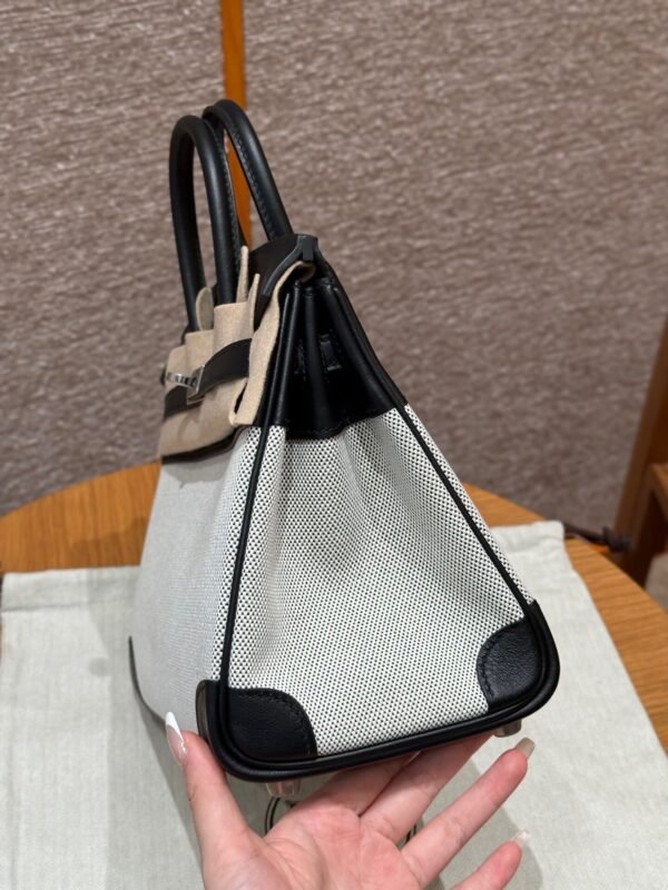 UAE Hermes Birkin 25CM Canvas Bag CK89 Noir Swift Leather Silver Hardware