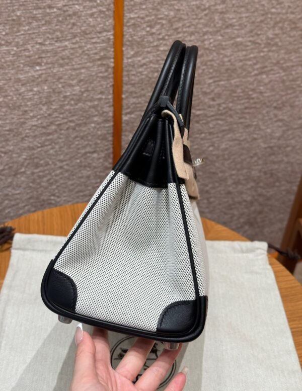 UAE Hermes Birkin 25CM Canvas Bag CK89 Noir Swift Leather Silver Hardware