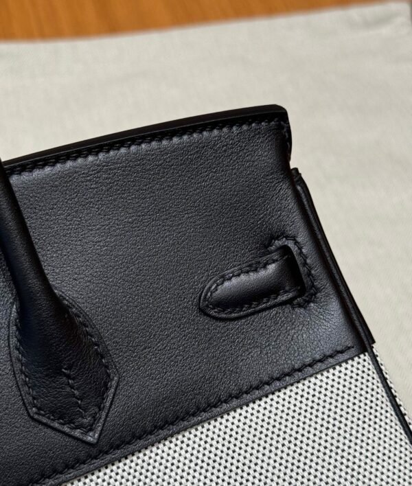 UAE Hermes Birkin 25CM Canvas Bag CK89 Noir Swift Leather Silver Hardware